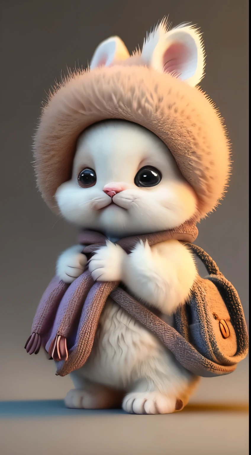 kitten in clothes, miniature kitten, Animal focus, bearded, Realistic, Gonzo hand, ambiguous background,smile,interesting、