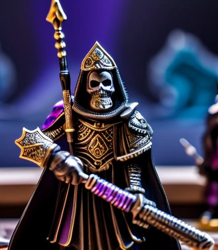 A morte com sua foice no ombro e seu capuz longde tecido degradado pelo tempo. Olhos com chamas roxo, e dentes afiados de caveira, he is the starting judge of the mystical card game