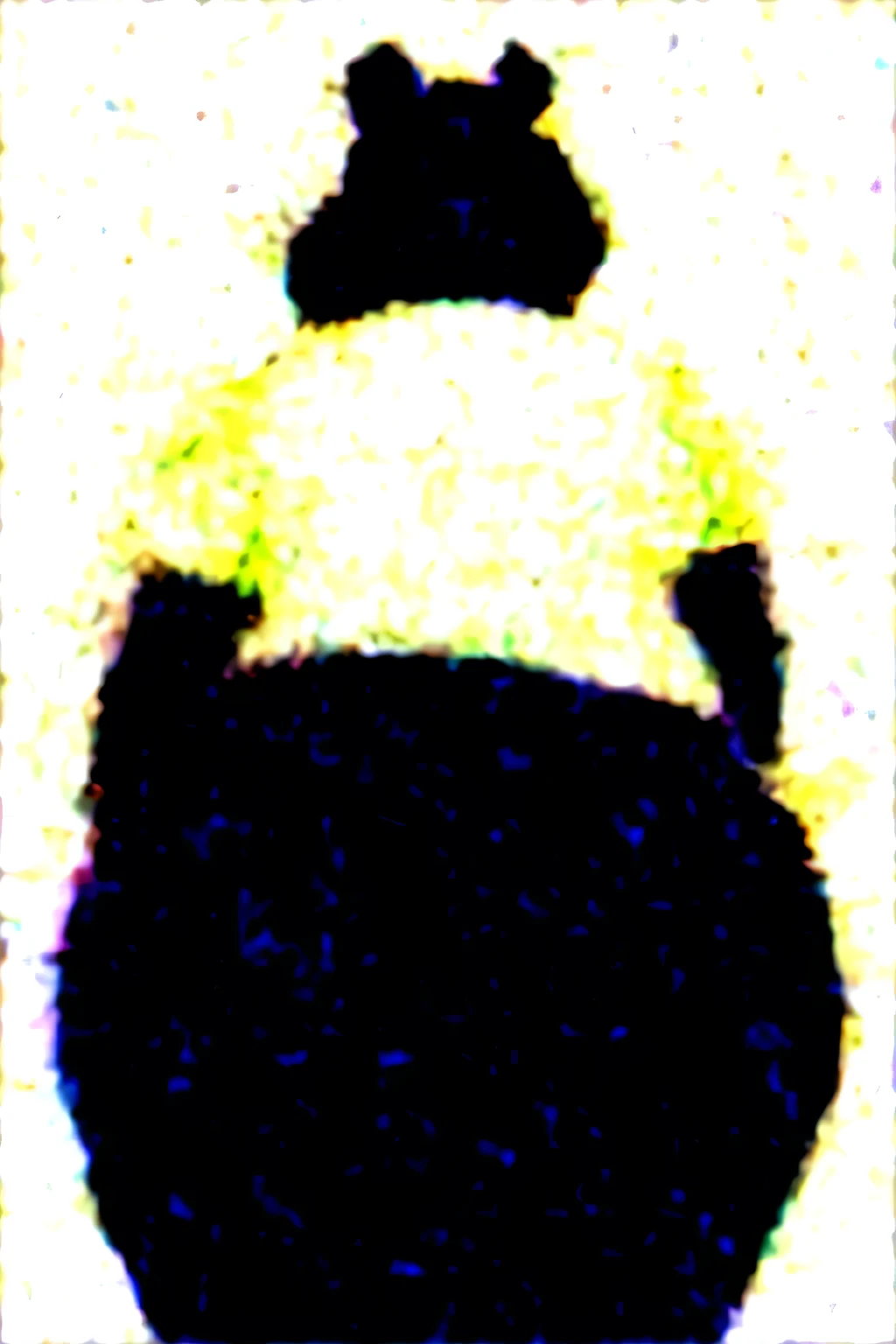 big fat bear furry earing a white buttonup shirt and black slacksbig butt,big belly, turned around,side profile