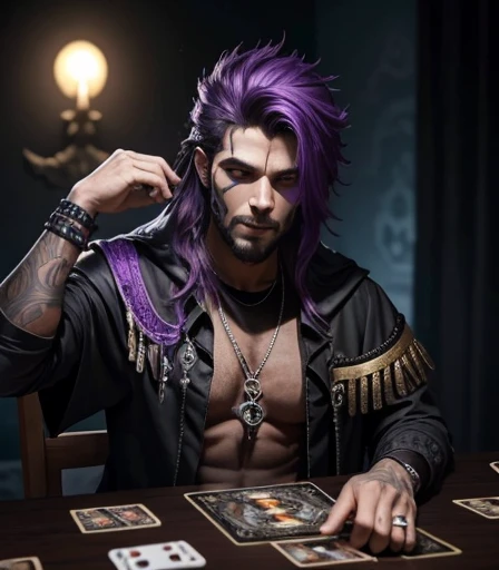 A morte com sua foice no ombro e seu capuz longde tecido degradado pelo tempo. Olhos com chamas roxo, e dentes afiados de caveira, he is the starting judge of the mystical card game