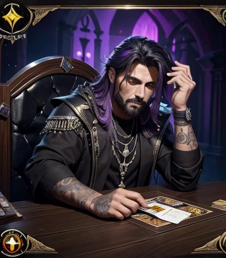 A morte com sua foice no ombro e seu capuz longde tecido degradado pelo tempo. Olhos com chamas roxo, e dentes afiados de caveira, he is the starting judge of the mystical card game