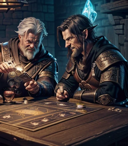 They are skeleton warriors, they are dragon warriors, they are wizards in hoods , they are elves, ((( 2 Cabal creatures are dueling on the card table , 2 creatures of darkness are battling on the card table, 2 mystical creatures are comforting each other on the card table )), He is laughing and holding a skull-shaped goblet full of drink., he is euphoric and very happy with his victory in the mystical card game, by He is sitting facing the viewer Holding his cards with both hands. He looks menacing, Just chubby plump extremely thick thighs (melhor qualidade,4K,8k,high resolution,obra de arte:1.2),ultra-detalhado,realista:1.37,homens,grown-up homens,old homens,fat white muscular homens,cabelo da barriga,large bulges, (((he is in a viking tavern holding magic cards with his hands, he is in a game of magic cards inside a bad tavern, he wears a mystical wizard's overcoat))). pants,camisa xadrez,barba,nojento,60-year-old homens,family,pai,barriga de urso,terno de abertura. Sentado na beirada da cama. apenas usando sunga no corpo. Looking at the spectator gesturing with his hands. Asking for your hand, pedindo um objeto., Se adequa, vetor, mwvetor, (((sitting in a luxurious armchair wearing only red swim trunks with open legs wearing socks with his hands on his thigh with his hands on the armchair , with one hand in his hair. Olhando para o expectador. )))