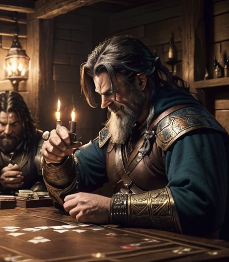 They are skeleton warriors, they are dragon warriors, they are wizards in hoods , they are elves, ((( 2 Cabal creatures are dueling on the card table , 2 creatures of darkness are battling on the card table, 2 mystical creatures are comforting each other on the card table )), He is laughing and holding a skull-shaped goblet full of drink., he is euphoric and very happy with his victory in the mystical card game, by He is sitting facing the viewer Holding his cards with both hands. He looks menacing, Just chubby plump extremely thick thighs (melhor qualidade,4K,8k,high resolution,obra de arte:1.2),ultra-detalhado,realista:1.37,homens,grown-up homens,old homens,fat white muscular homens,cabelo da barriga,large bulges, (((he is in a viking tavern holding magic cards with his hands, he is in a game of magic cards inside a bad tavern, he wears a mystical wizard's overcoat))). pants,camisa xadrez,barba,nojento,60-year-old homens,family,pai,barriga de urso,terno de abertura. Sentado na beirada da cama. apenas usando sunga no corpo. Looking at the spectator gesturing with his hands. Asking for your hand, pedindo um objeto., Se adequa, vetor, mwvetor, (((sitting in a luxurious armchair wearing only red swim trunks with open legs wearing socks with his hands on his thigh with his hands on the armchair , with one hand in his hair. Olhando para o expectador. )))