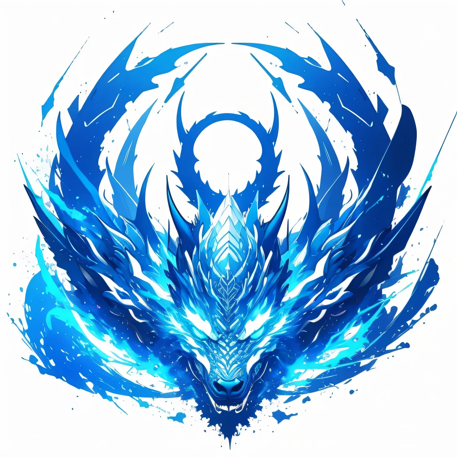 Create a logo with a blue background, with the letter "RB" in a white dragon theme, cool, gaming style