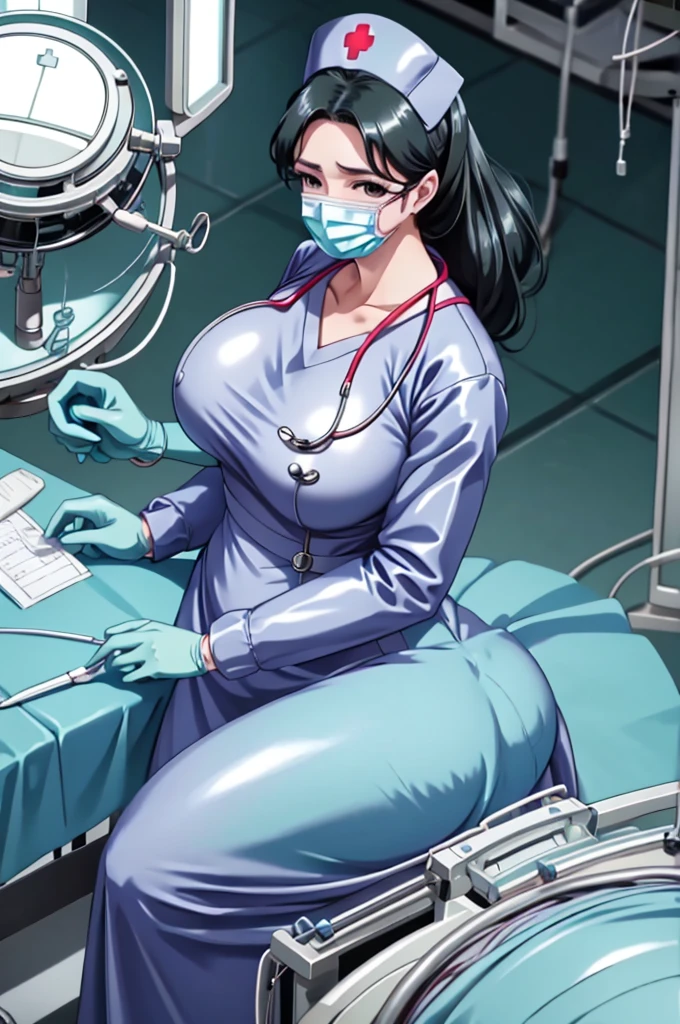 nurse uniform,hospital, latex nurse suit,nurses,busty,elbow gloves,labcoat,black hair woman,red eyes , gigantic ,medical instruments,asian nurse,two nurses,speculum,examination room,oversize ,big ass ,strap on, lay on table ,legs spreaded,giving birth,gyno chair , dentist,Milf,latex,grey uniform,oversize breasts