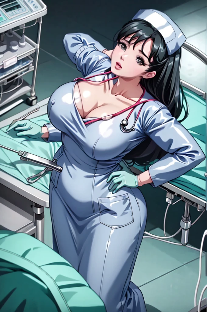 nurse uniform,hospital, latex nurse suit,nurses,busty,elbow gloves,labcoat,black hair woman,red eyes , gigantic ,medical instruments,asian nurse,two nurses,speculum,examination room,oversize ,big ass ,strap on, lay on table ,legs spreaded,giving birth,gyno chair , dentist,Milf,latex,grey uniform,oversize breasts