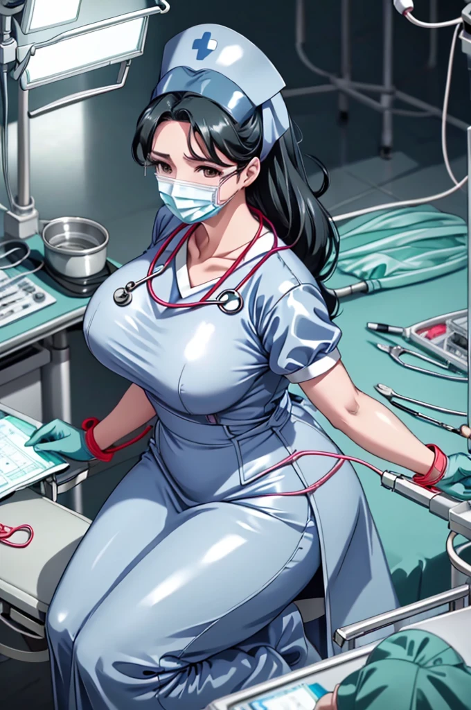 nurse uniform,hospital, latex nurse suit,nurses,busty,elbow gloves,labcoat,black hair woman,red eyes , gigantic ,medical instruments,asian nurse,two nurses,speculum,examination room,oversize ,big ass ,strap on, lay on table ,legs spreaded,giving birth,gyno chair , dentist,Milf,latex,grey uniform,oversize breasts