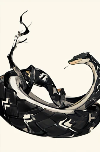 snake, Black and white background, Simple, With Japanese elements