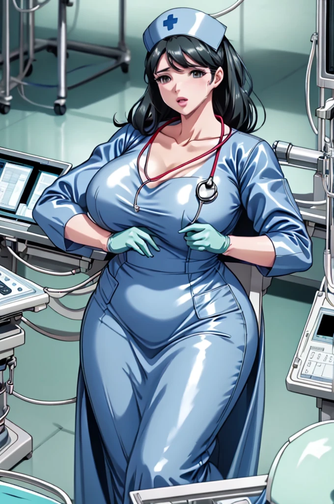 nurse uniform,hospital, latex nurse suit,nurses,busty,elbow gloves,labcoat,black hair woman,red eyes , gigantic ,medical instruments,asian nurse,two nurses,speculum,examination room,oversize ,big ass ,strap on, lay on table ,legs spreaded,giving birth,gyno chair , dentist,Milf,latex,grey uniform,oversize breasts