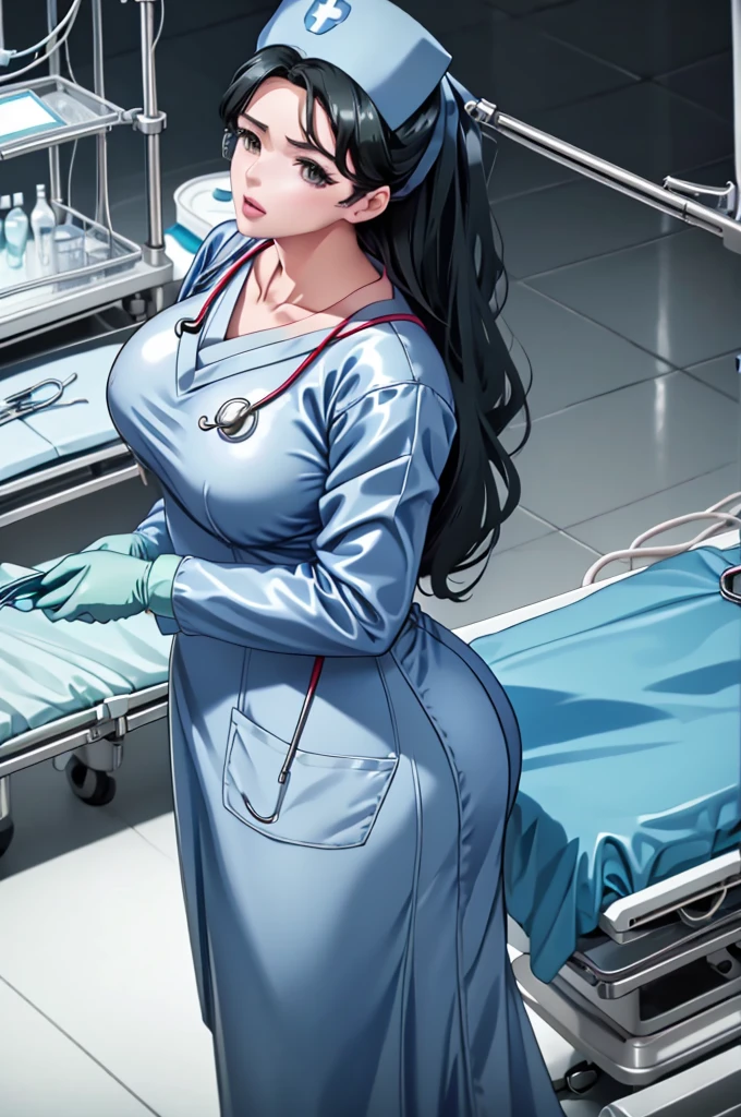 nurse uniform,hospital, latex nurse suit,nurses,busty,elbow gloves,labcoat,black hair woman,red eyes , gigantic ,medical instruments,asian nurse,two nurses,speculum,examination room,oversize ,big ass ,strap on, lay on table ,legs spreaded,giving birth,gyno chair , dentist,Milf,latex,grey uniform,oversize breasts