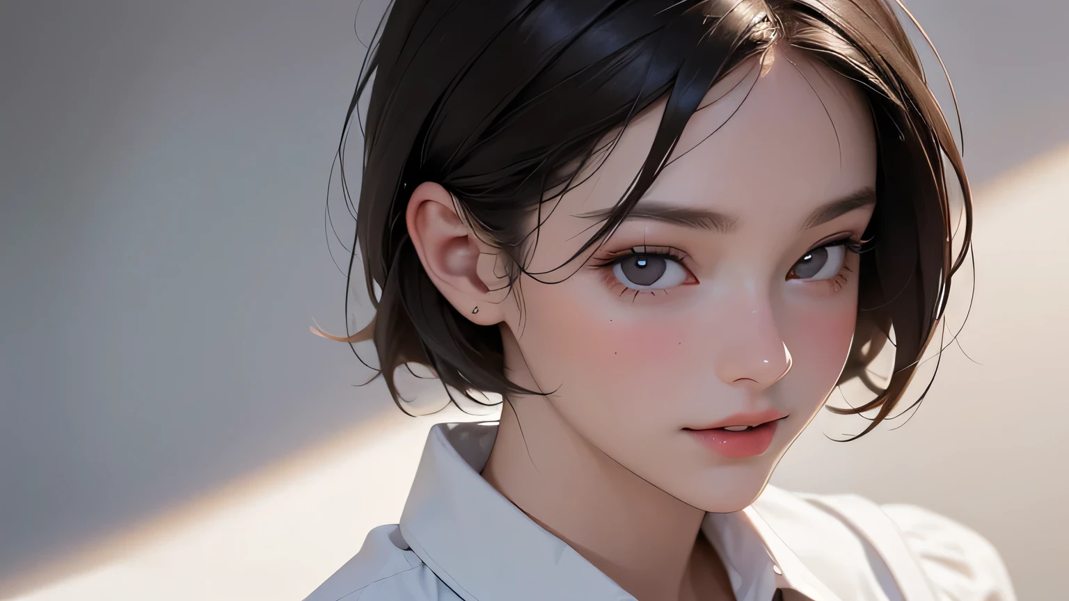 (masterpiece, best quality, 8k wallpaper, high resolution, ultra-realistic), ,one girl,20 years old, high school girl,(masterpiece:1.2, best quality),(realistic, photo-realistic:1.4),one girl,black hair,((masterpiece, best quality)),(RAW photo, best quality),(realistic, photo-realistic:1.3),highly detailed,figure,very delicate and beautiful,very detailed,((best quality,8k,masterpiece:1.3)),one girl,laughing,full body esvian,slim face,pretty woman,short bob,(dark brown hair),stay with dog:1.3,pet,staring at dog,thin shirt,short pants:1.1,ultra-detailed face,detailed eyes,double eyelids,blurry background,slim face,city,takeout,street,