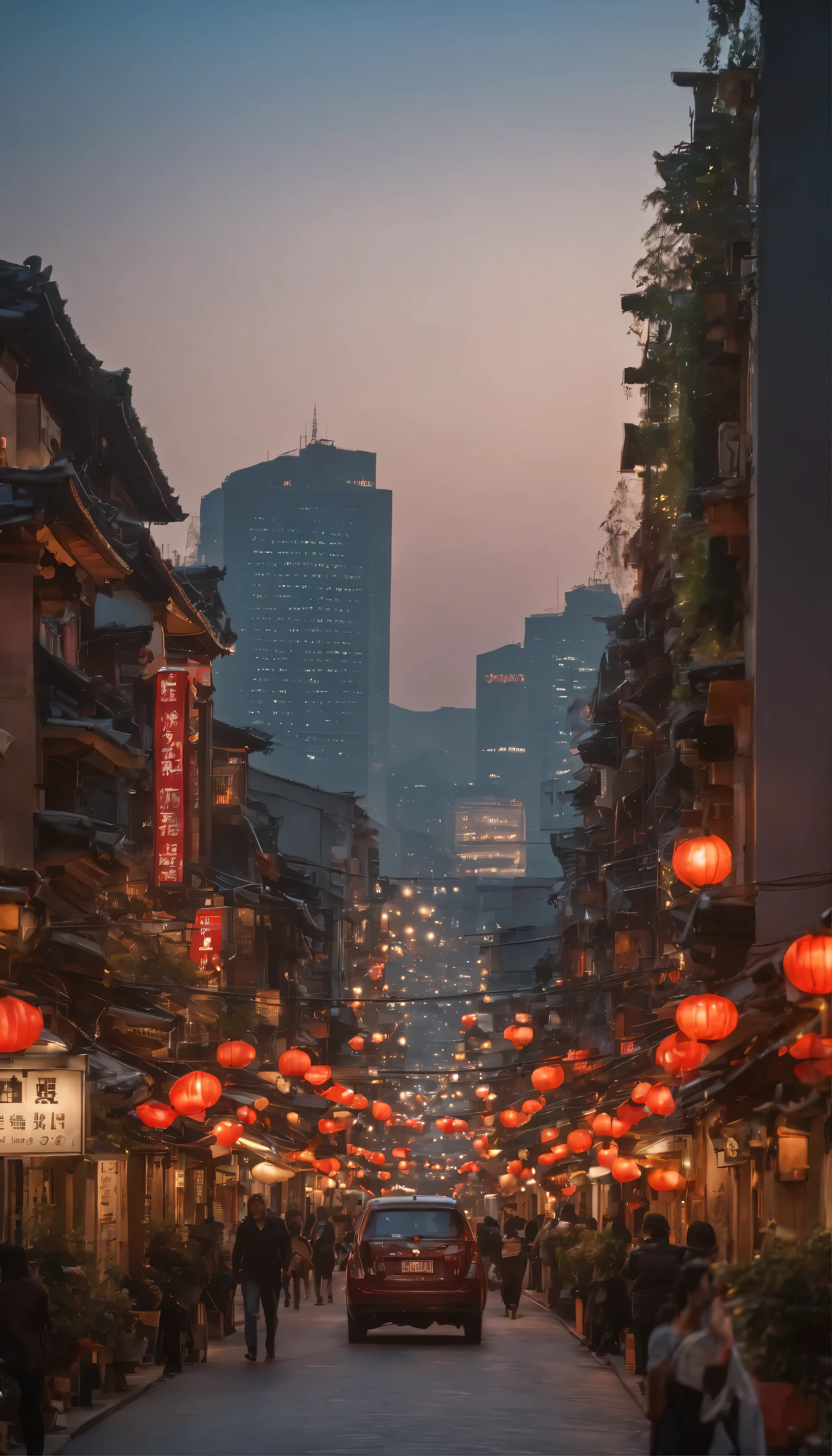 Images of Osaka in the near future，In the midst of the vibrant cityscape、A breathtaking night view unfolds。The towering skyscrapers、Wrapped in the elegant glow of neon、Reflecting the city&#39;s indomitable spirit(1.3)。This masterpiece was painstakingly crafted in 8K.、Perfect artwork(1.1)It encapsulates the meticulous details that make。The city&#39;s heartbeat、All Architectural Wonders、winding street、The flickering street lights are synchronized with the ultra-detailed inscription on the canvas.(1.3)。This is more than just wallpaper