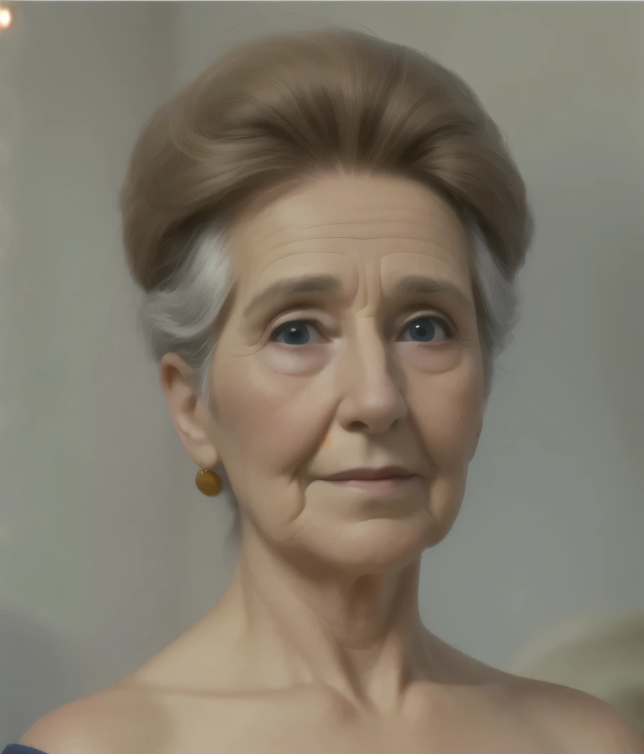 Mujer , He is 97 years old and has wrinkles on his face..., su pelo es blanco