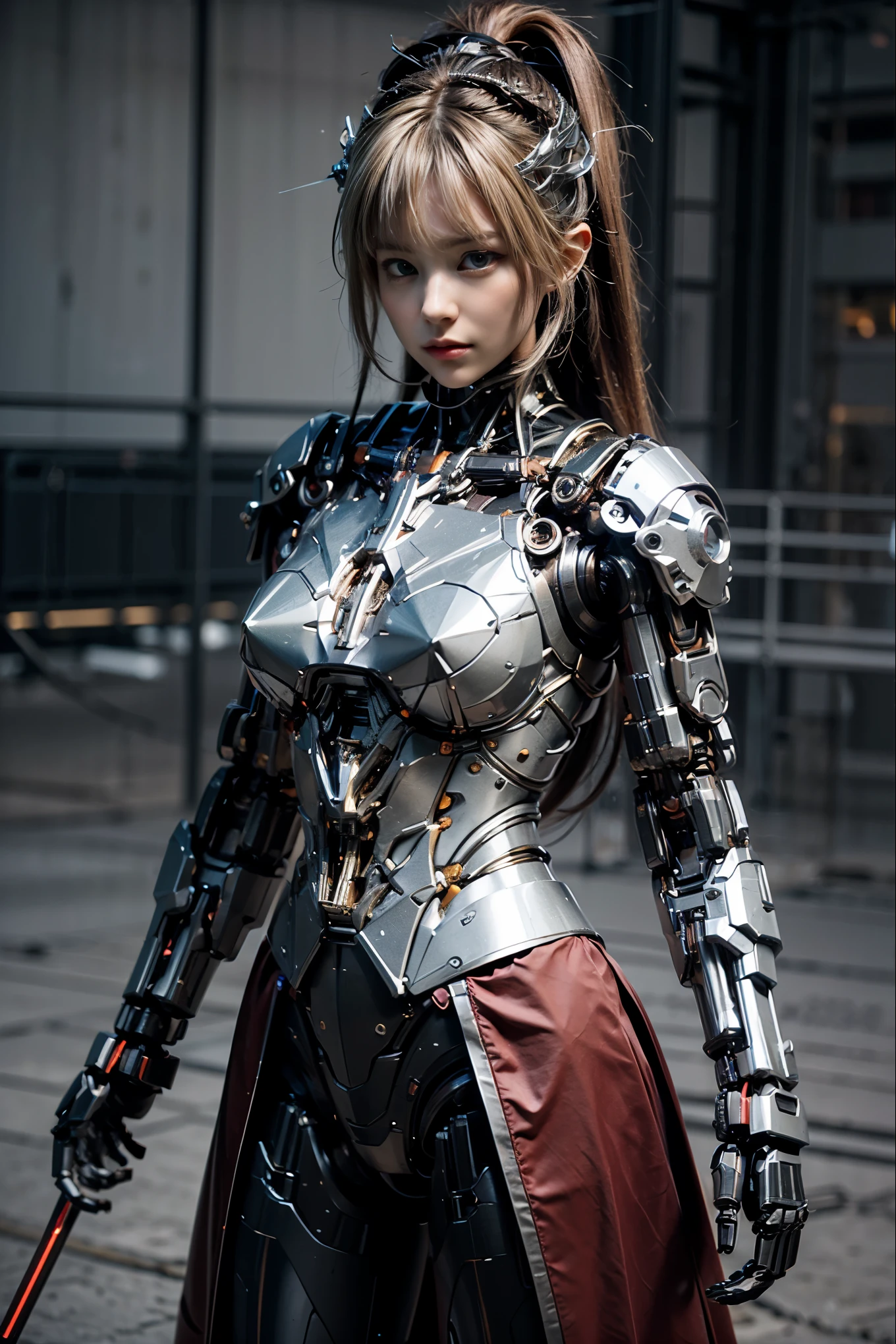 (masterpiece, best quality:1.2), (8k uhd, 16k, 32k, ultra high res), movie,official art, promotional art, movie wallpaper, extremely detailed CG unity 4k wallpaper, ultimately intricate details, white background, full body, concept art, production art, (Mechanical components:1.5),(mechanical prosthesis:1.5), mechanical metal wings, highres, (realistic, photo-realistic:1.2), physically-based rendering, machinery, reflection, realistic, cyberpunk, symmetric front view close up head shot eyes symmetry face very sharp focus realistic award winning matte drawing cinematic lighting 1girl, robot, slim, fair skin,delicate face, tights,shine, Bodysuit, (blond long hair),green eyes, laboratory, chip, shine,braid