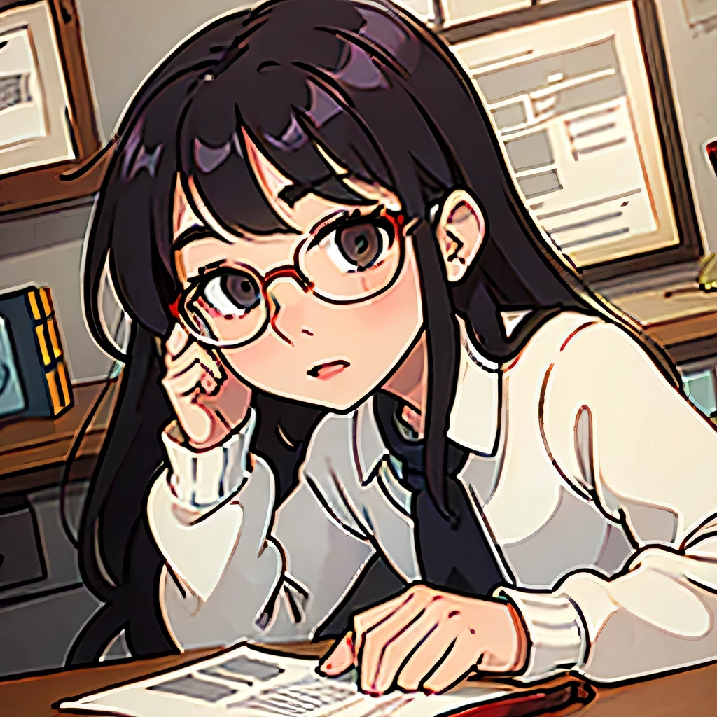Alone girl with glasses