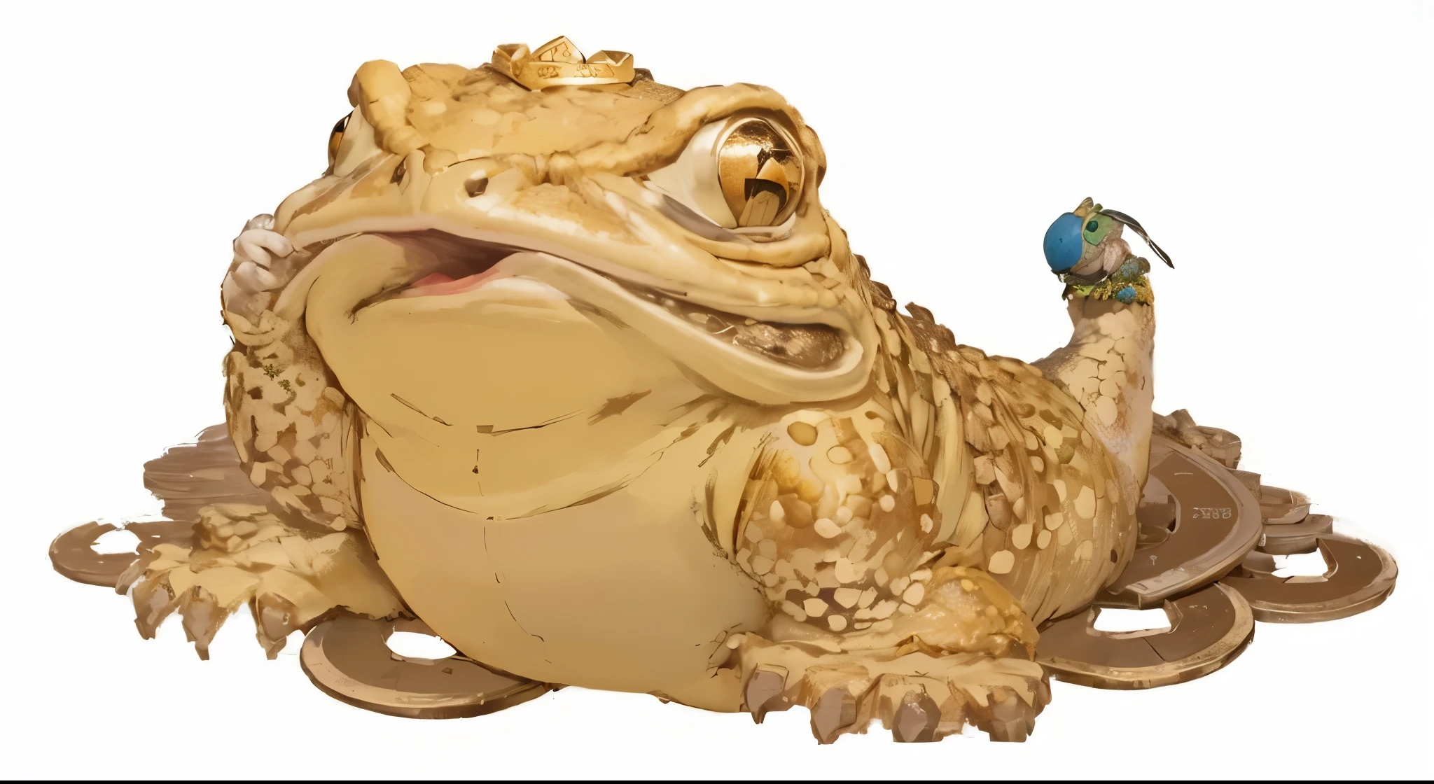 big toad with bronze coins, swallow coin