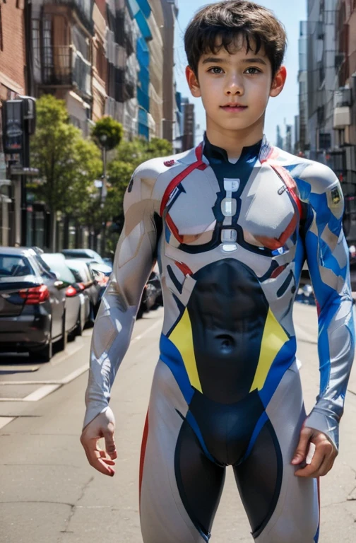 Ultraman, realistic, realistic, movie lights, young man in shiny red and silver suit, , professional photo, skin exposed, Japanese model, Japanese CGI, sexy Ultraman suit, Power Rangers set, tight thin cyber suit, with elastic all over, delicate body, small butt, muscle, abs, lewd mark, groin tattoo, thin waist, exposed belly cyber suit on both sides skin tight, slanted eyes, sharp gaze, ponytail hair, facing forward, standing facing forward, glowing sphere embedded in chest, essay exam, blue sky background, Young beautiful boy, young handsome boy, Ultraman Boy personification, Ultraman-colored latex, Ultraman-colored rubber bodysuit, Ultraman color suit, Ultraman body suit, muscles, abs, mask off Ultraman Boy, Ultraman Boy without mask, Ultraman Boy suit, Ultraman Boy cosplay, Ultraman Boy costume, 15 year old Ultraman Boy with face exposed, Ultraman without mask Boy, Ultraman without mask, medium-length hair, ponytail hair, color timer on chest, energy drain on chest, Ultraman Boy, boy's face, young boy with long hair, Ultraman Boy cosplayer, exposed face, 13 to 15 years old Boy, high definition, highest quality, best masterpiece, highest clarity, highest resolution, 8K, 16K, 32K, CG art, highest detail, Full body shot, full body view, Belly-baring Ultraman-colored bodysuit, belly-baring Ultraman-colored bodysuit, revealing bodysuit, lewd mark, crotch tattoo, abdominal muscle openwork bodysuit, abdominal muscle visible bodysuit,