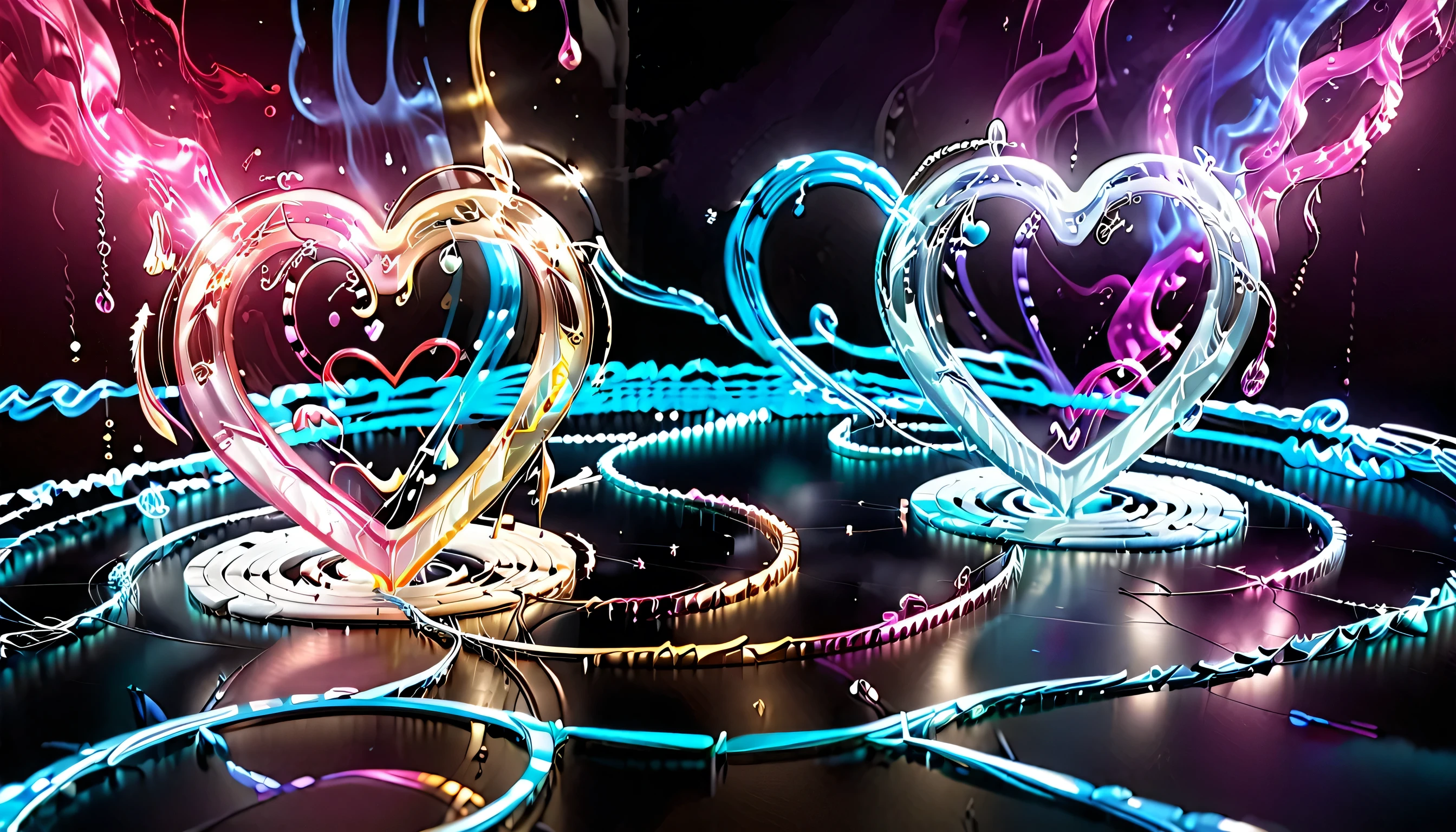 soundtrack, visualizer soundtrack, color soundtrack, very dynamic soundtrack, heart-shaped, treble keys, photo