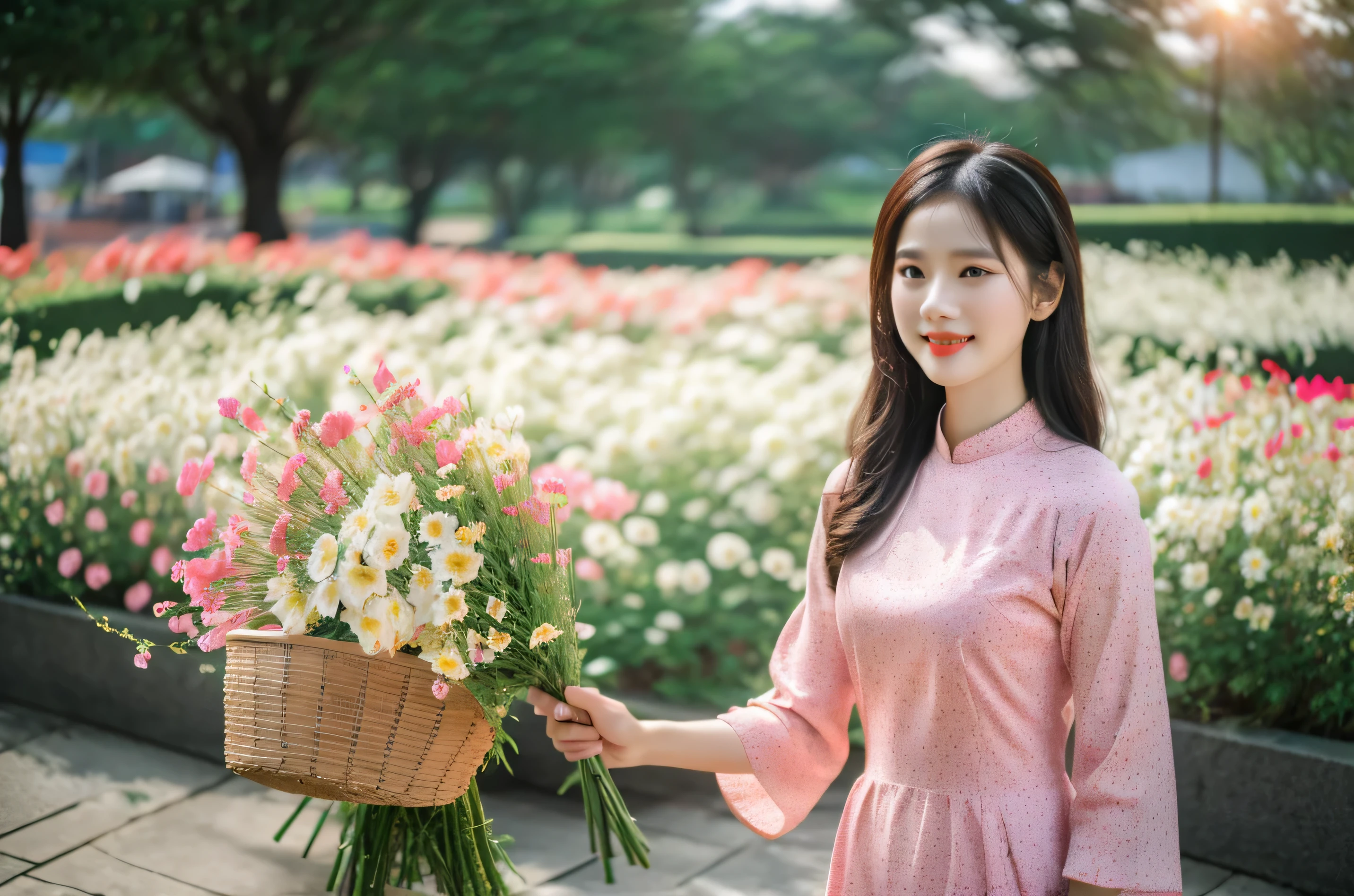 aodai, smile, photographed on a Nikon Z7 II Mirrorless Camera,120mm F/4 wide-angle
a woman in a pink dress with flowers in it and a (basket of flowers), Ding Yunpeng, phuoc quan, a stock photo, art photography
a woman in a white dress holding a bouquet of flowers, Byeon Sang-byeok, portrait photography, a stock photo, art photography
1girl, aodai, photo art, (flowers:1.2), tree, a stunning photo with beautiful saturation, ultra high res,(realistic:1.4)),deep shadow,(best quality, masterpiece), pale skin, dimly lit, shade, flustered, blush, highly detailed, skinny, BREAK depth of field, film grain, wrinkled skin, looking at viewer, knee, warm smile,