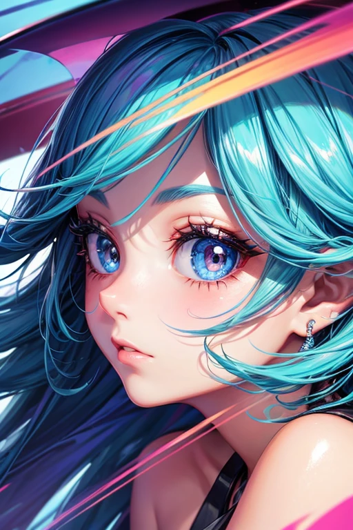 Close-up of face ,Second Dimension,cartoon,woman,beauty,colorful eyes
