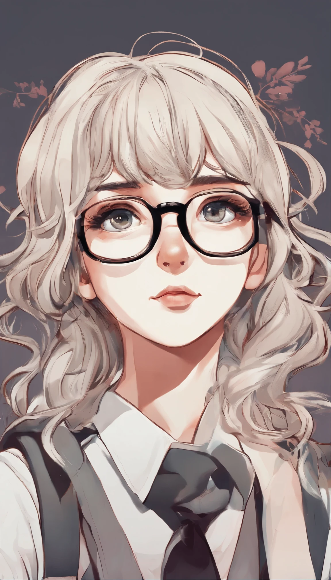 a cartoon girl with glasses and a white shirt is looking at the camera, lofi portrait, in an anime style, anime style portrait, lofi girl, in anime style, with glasses, lofi artstyle, semirealistic anime style, halfbody portrait, kawaii realistic portrait, high quality portrait, anime portrait, nft portrait, realistic anime art style