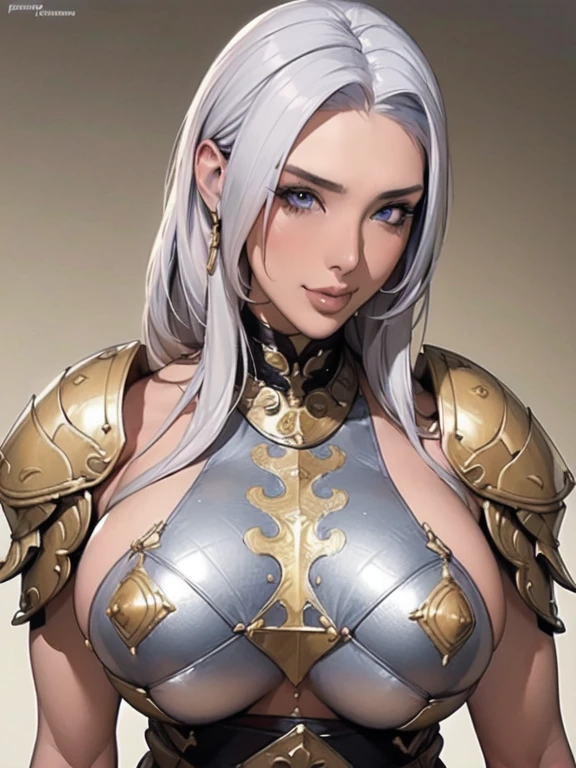 ８ｋ、Masterpiece、Sensual Body、An expression inviting a man、(Vulgar),Huge breasts, sexual excitement,  ((Sex addiction))((Medieval Fantasy Female Knight )),Wearing heavy armor with gold patterns on a silver background,head shot,mercenary,Nipple Cover,Large erect nipples and areola,(Upper Body:2)
