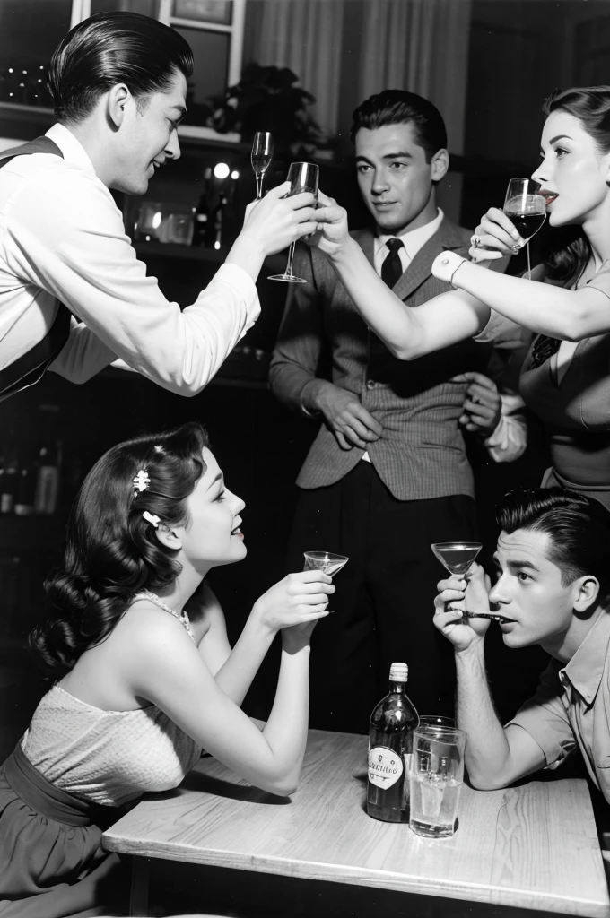 40s　men and women　drinking party