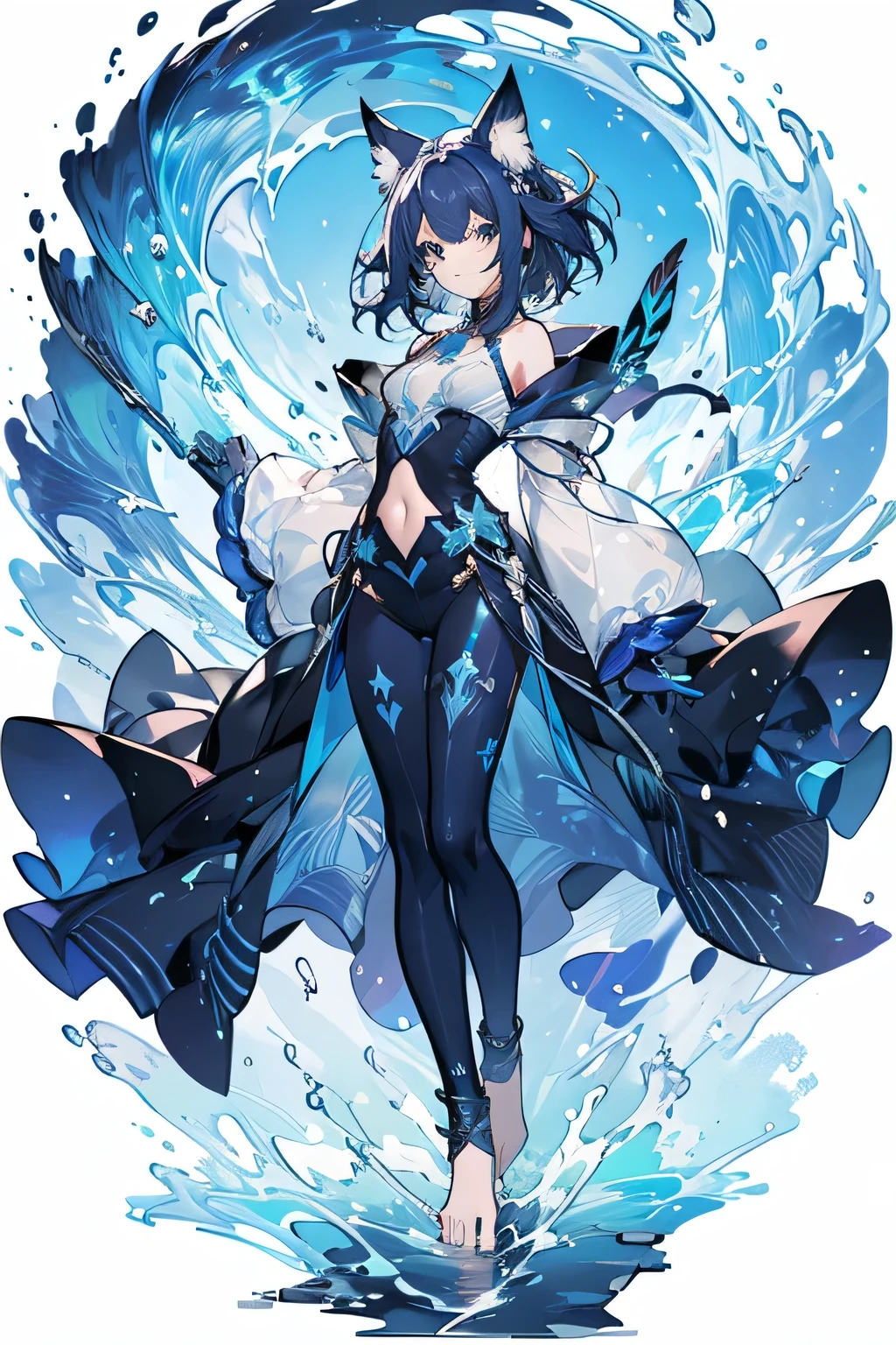 (Super exquisite boy 2.1),(Elf ears,2.1),19 years old,The blue Tang suit has a wave pattern on the upper body,Navel,Blue 3-point pants,No shoes,With pearl anklet,(Hair Bunch,5.5),Background with blue sea,8K quality,Anime filters,2D,phone wallpaper,Best quality,Official Art,Fine details,Very detailed,whole body,(Practical,photo-Practical:1.38),Vivid details,