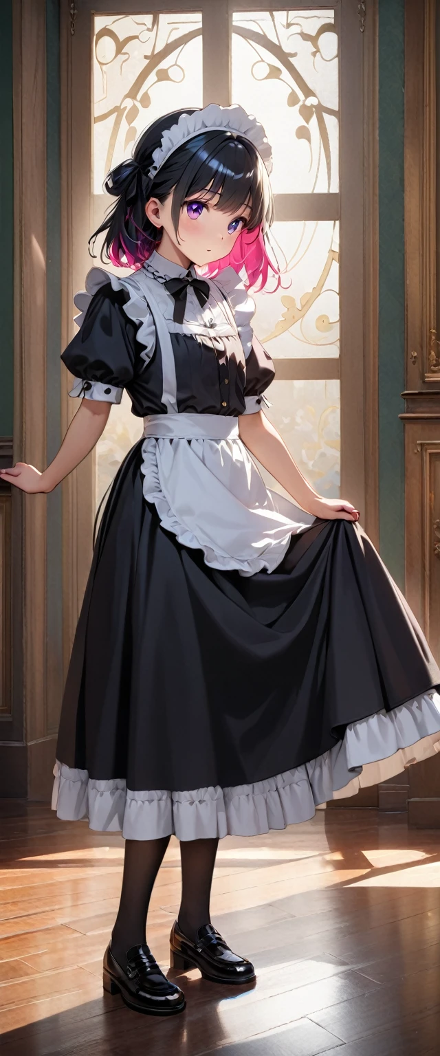 female\(cute,small kid,age of 10,cosmic hair,cosmic eyes,victorian maid,black long dress,full body,slip and throw teaset away\), BREAK ,background\(inside,victorian style room,glorious,colorful,cute\), BREAK ,quality\(8k,wallpaper of extremely detailed CG unit, ​masterpiece,hight resolution,top-quality,top-quality real texture skin,hyper realisitic,increase the resolution,RAW photos,best qualtiy,highly detailed,the wallpaper,cinematic lighting,ray trace,golden ratio\)