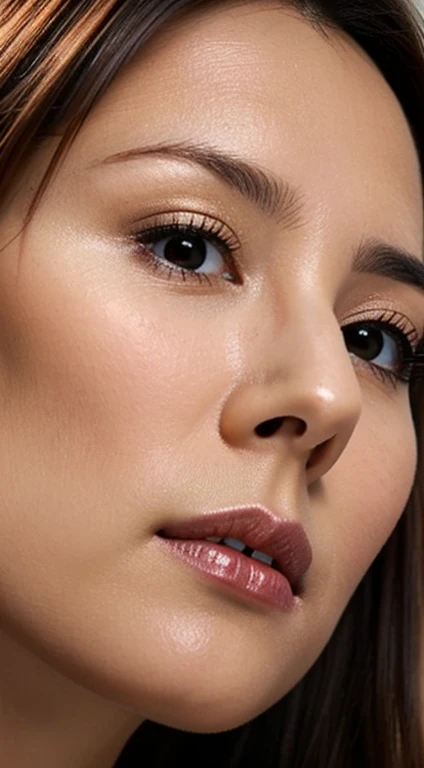 Tabletop,,Award-winning photo, Very detailed, Edge Orgasm,Face Focus Face、One Girl,One boy、,Age 35、Black-haired、Shiny skin、Face close-up,(Extreme close up of nose,Face shot),Low angle:1.5,(Realistic nostrils)、Lens Distortion Removal、Pore regeneration、profile、One Girl,Beautiful woman with a straight nose、Shortcuts、Browsing Caution,,Open your mouth,((nasal septum))
