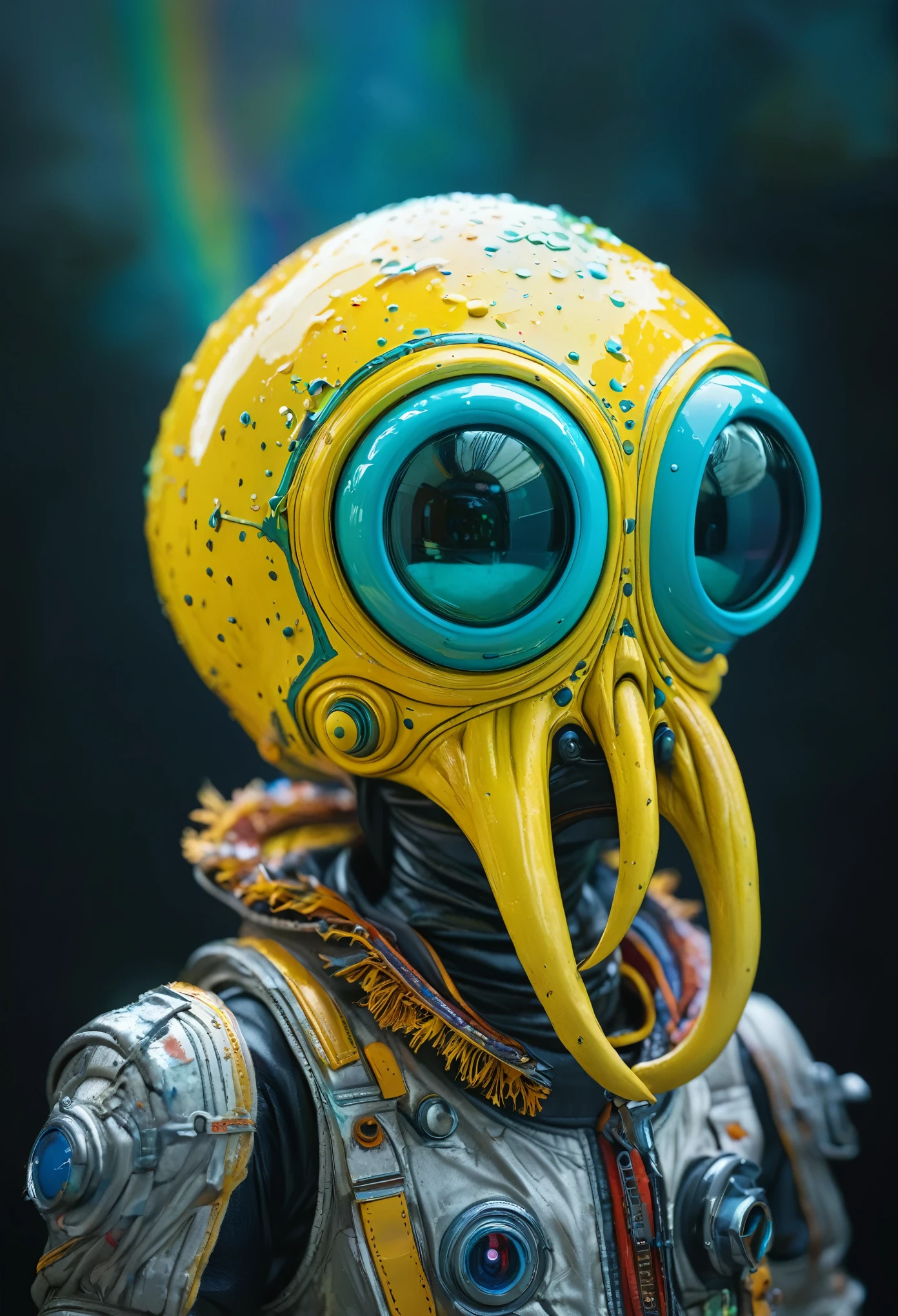 8K, ARTISTIC photogrAphy, best quAlity, mAsterpiece: 1.2), A (potrAit:1.2) Don Bluth Style ASTRONAUT Cthulhu yellow Toon Doll, full body RAW candid cinema, cyan hair, 16mm, color graded portra 400 film, remarkable color, ultra realistic, sad admosphere, dark lighting, oppressive atmosphere, depressive colors, kodak portra 400, photograph,r, Natural Light, Pinhead lighgts, blur reflection, Brush Strokes, Smooth, abstract, Splatter, Oil On Canvas, rainbow colors, fractal isometrics details bioluminescens : a stunning realistic photograph of wet bone structure, 3d render, octane render, intricately detailed, titanium decorative headdress, cinematic, trending on artstation | Isometric | Centered