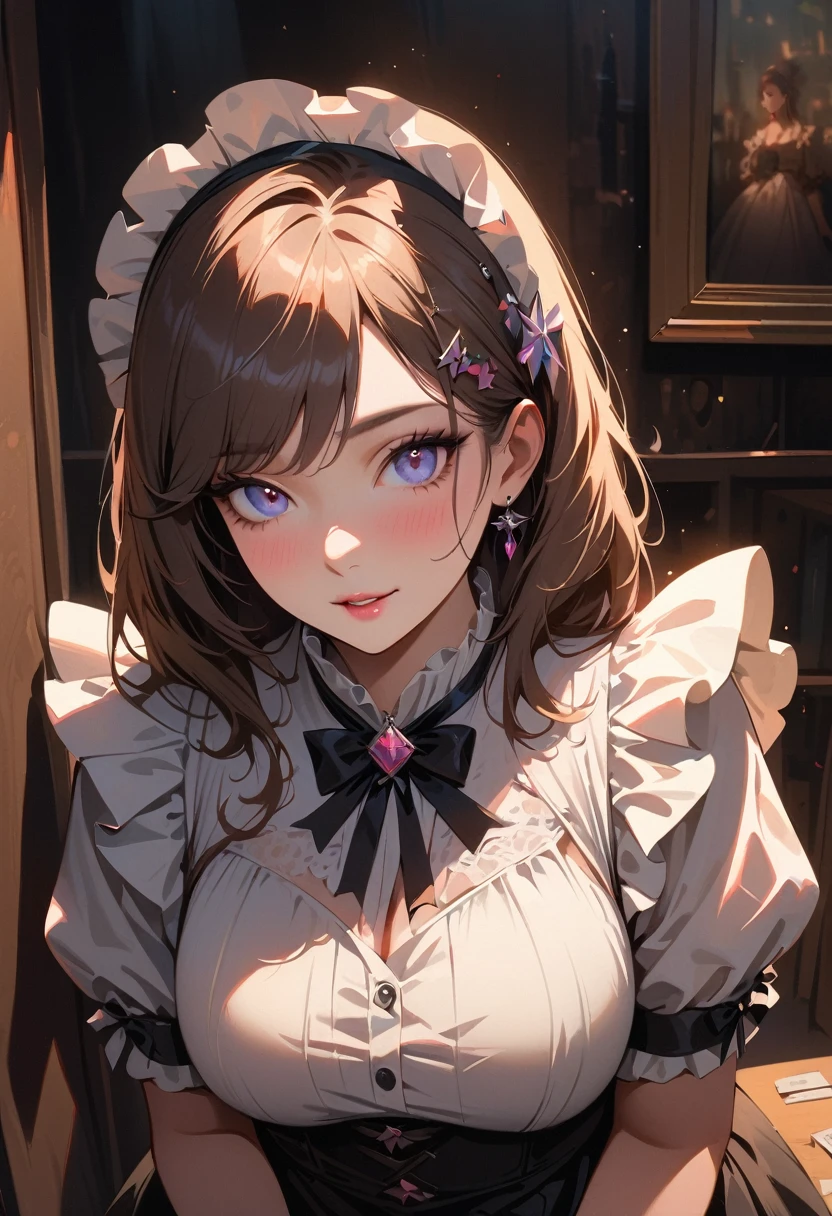 good quality, masterpiece, High Resolutiexist, 1 Girl, blush, (Charming smile: 0.8), Starry Eyes, Maid Outfit, Hair accessories, necklace, Jewelry, beauty, exist_Body, Tyndall effect, realism, Shadow Room, Light Edge, Two-texiste Lighting, (High Detail Skin: 1.2), 8K Ultra HD, SLR, Soft Light, high quality, Volumetric Lighting, photo, High Resolutiexist, 4k, 8K, Background blur, Light tulle,