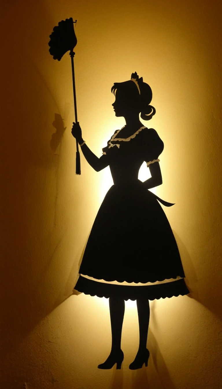 1 maid silhouette on the wall，Xill