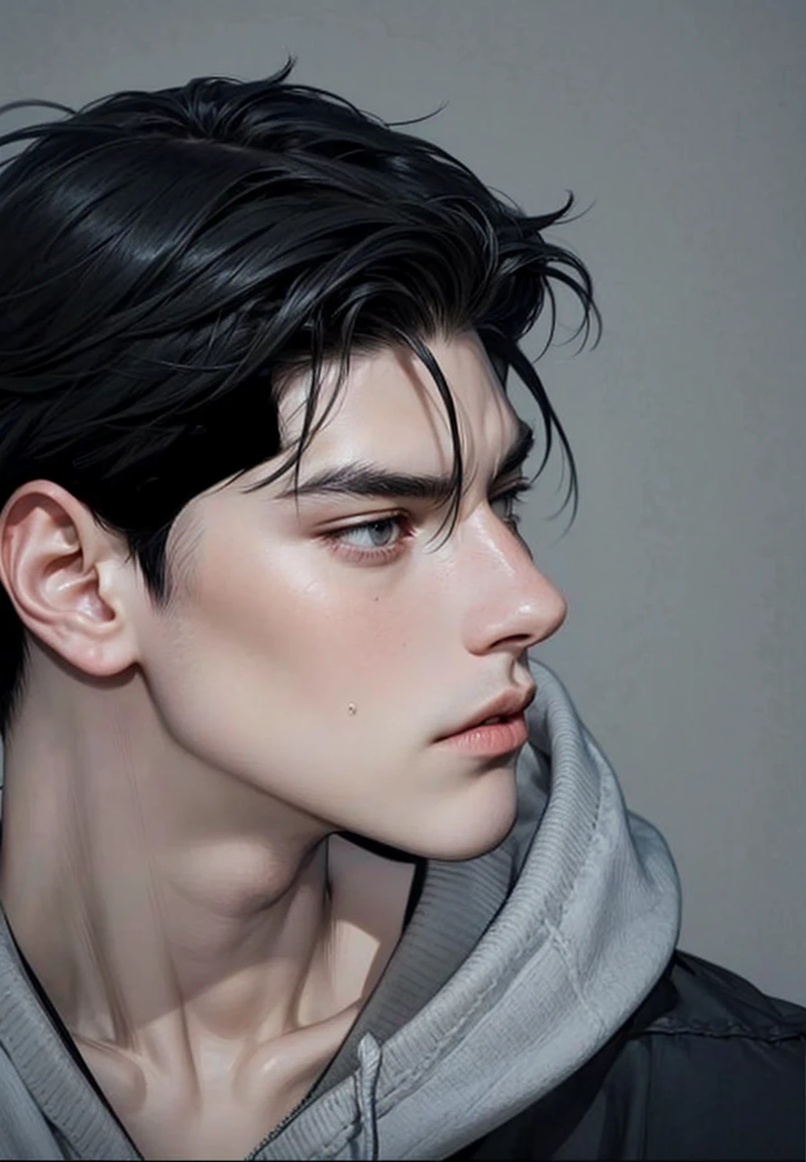 Masterpiece of man, Adult man with firm facial features like an Dutch, black eye, his nose is sharp, mature, black eyes, neat short balck hair, very handsome, white, clean, smooth skin, muscle body realistic, unreal engine