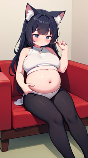 Cat ear、work、Looks very painful、Small face、adult、Very embarrassed look、Big Breasts、Very impatient、Trembling、Sweating、Are pregnant、disease、abdomen、abdomen、Wearing full-body tights、Show only your belly、Last month of pregnancy、1One navel、Sitting on the sofa、(((Giant belly)))、(((Big belly)))、Are fat、No exposure、Holding a stuffed toy