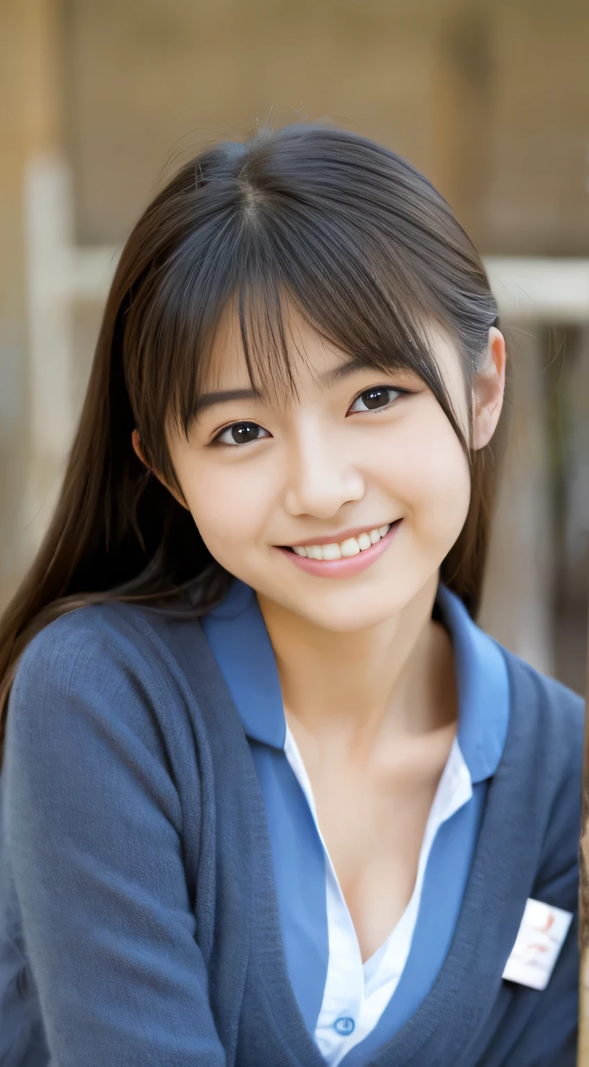 Japanese schoolgirl),((Beautiful girl)),cleavage:0.7,the expression imagining what feels good:1.2,(perfect body beauty:1.2),((perfect body)),(shy smile),beautiful teeth,