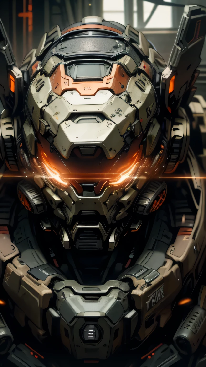Titanfall 2, Hooded helmet, Masked visage, Black camouflage, Nightscape setting, Red illuminated eye, Close-up detail, Extremely intricate design.