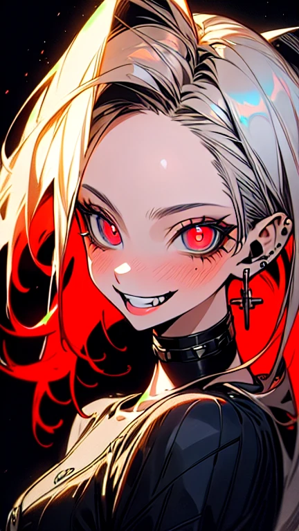 1 girl,soft,Confident, alluring,thin body,evil grin,evil big eyes,gery hair,white face,bra lac showing,pink lips small mouth,shoulderless dress,lac,chocker,earring,jewellery,
portrait,monster face,scary eyes,looking at viewr ,face foucs,horror,black background
,Tight, close-up, eye-level,shark teeth,fangs
breack
(intricate background of scene decorations), apocalypse space,night atmosphere, rose Patels,fire balls,1explosion,hot ash arround, character ,street,pov eye,
night time , comfy, direct,lighting,moon lightneon lights
breack
((masterpiece)), (top quality), (best quality), (((ultra-detailed, 8k quality))), (large masterpiece digital art), (detailed line art), ((perfect anatomy)), extremely detailed body, extremely detailed finger, best hands, perfect face,perfect ears, beautiful face, (blush), extremely detailed eyes, ((expressive eyes)), gradient eyes, beautiful eyes,glowing eye pupils,perfect ears,perfect eyes, perfect fingers,perfect nails,