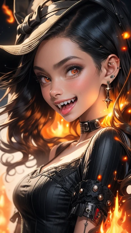 1 girl,soft,Confident, alluring,thin body,evil grin,evil big eyes,gery hair,white face,bra lac showing,pink lips small mouth,shoulderless dress,lac,chocker,earring,jewellery, 
portrait,monster face,scary eyes,looking at viewr ,face foucs,horror,black background
,Tight, close-up, eye-level,shark teeth,fangs


breack

(intricate background of scene decorations), apocalypse space,night atmosphere, rose Patels,fire balls,1explosion,hot ash arround, character ,street,pov eye,
night time , comfy, direct,lighting,moon lightneon lights


breack

((masterpiece)), (top quality), (best quality), (((ultra-detailed, 8k quality))), (large masterpiece digital art), (detailed line art), ((perfect anatomy)), extremely detailed body, extremely detailed finger, best hands, perfect face,perfect ears, beautiful face, (blush), extremely detailed eyes, ((expressive eyes)), gradient eyes, beautiful eyes,glowing eye pupils,perfect ears,perfect eyes, perfect fingers,perfect nails,