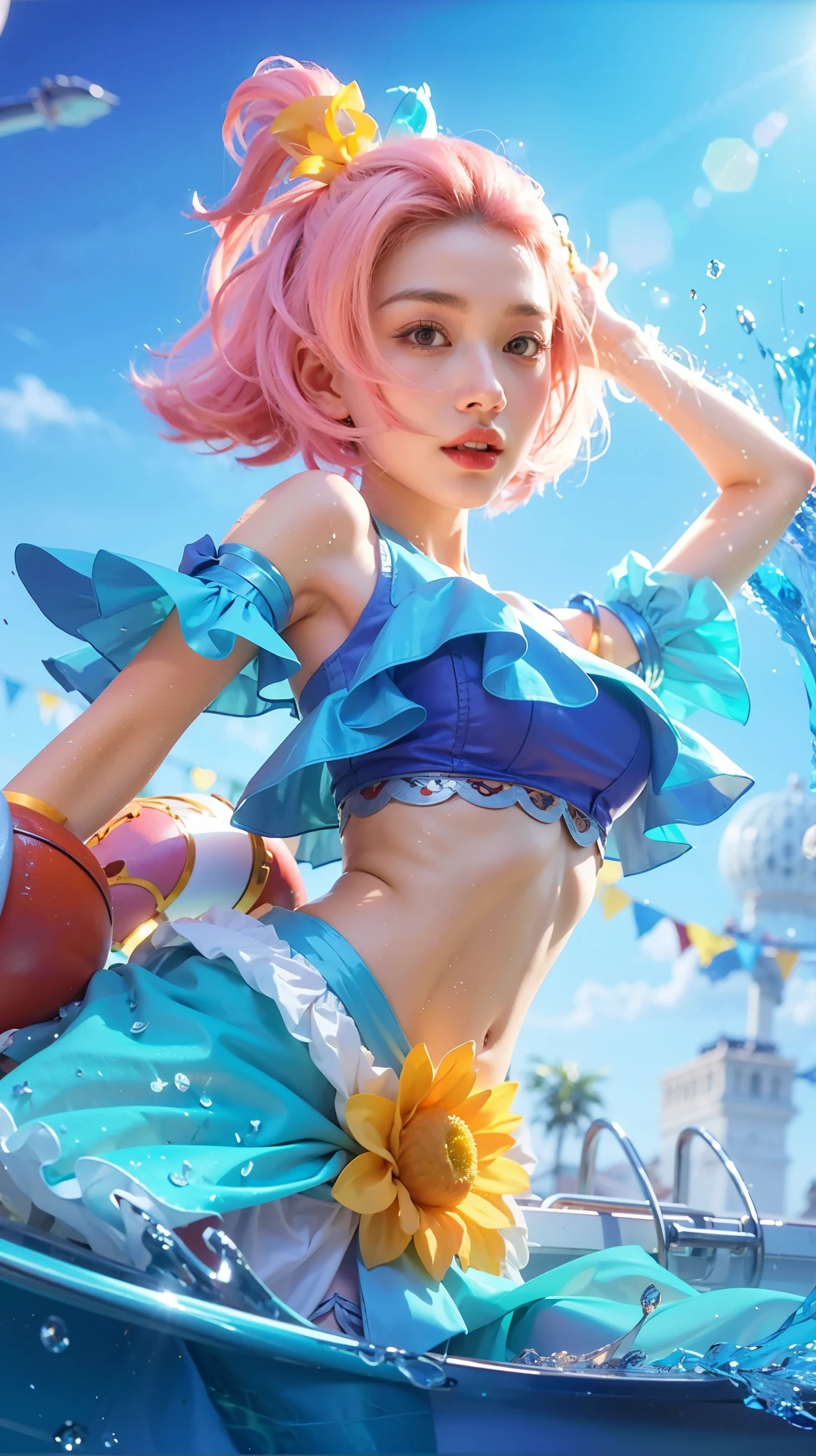 a close up of a 4 girls  ,blonde hair , big booobs ,  shadowbringers cinematic, 4 k detail fantasy, a beautiful fantasy empress, game cg, xianxia fantasy, xianxia hero, 2. 5 d cgi anime fantasy artwork, cinematic goddess close shot, ruan jia and artgerm, wow 4 k detail fantasy, hyperdetailed fantasy character