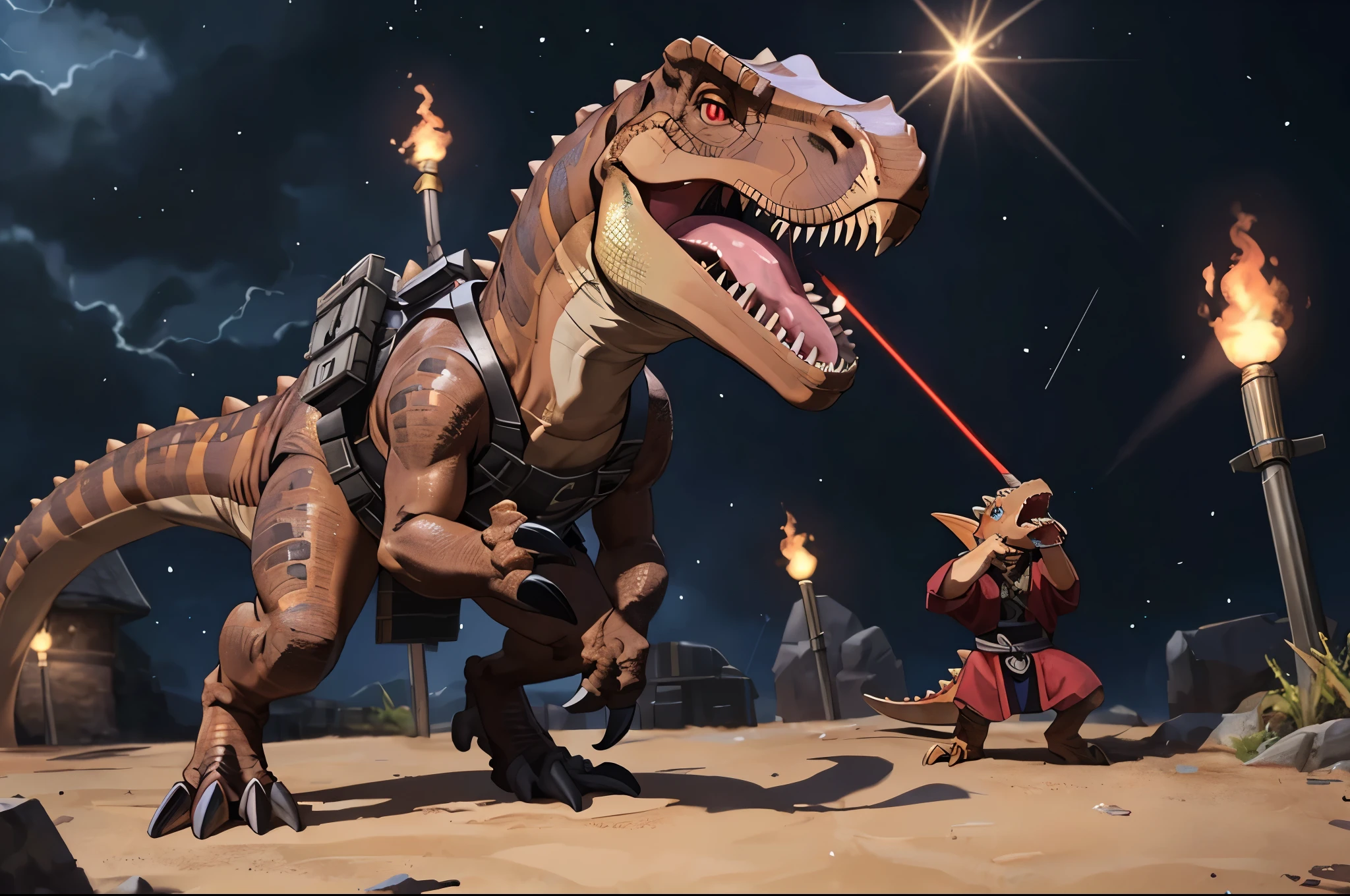 (((dinosaur character, full body, cinematic setting, lizard male)))
Here I come, drop your jaws to the floor
I'm riding on my (((mighty laser-shooting dinosaur)))
Here we come, can you hear him roar?
Prepare for epic fight and his (((laser missiles)))
The sound is boom, boom, boom for every time a goblin dies
Let's sing now, here we go, hear my battle cries
(((Made of metal))) from the moon
Assembled by samurai
His battery gets charged by thunderstorm
With most advanced AI
Devouring trolls and unicorns
From his maw there comes a flame
Burning away our enemies
And therefore we proclaim
BREAK, detailed background, 8K, (masterpiece:1.5), intricate details, highly detailed, extreme detail, octane render, fine art, best quality, highres, (detailed face:1.5), ((full_body)), UHD, (((perfect hands))), low light