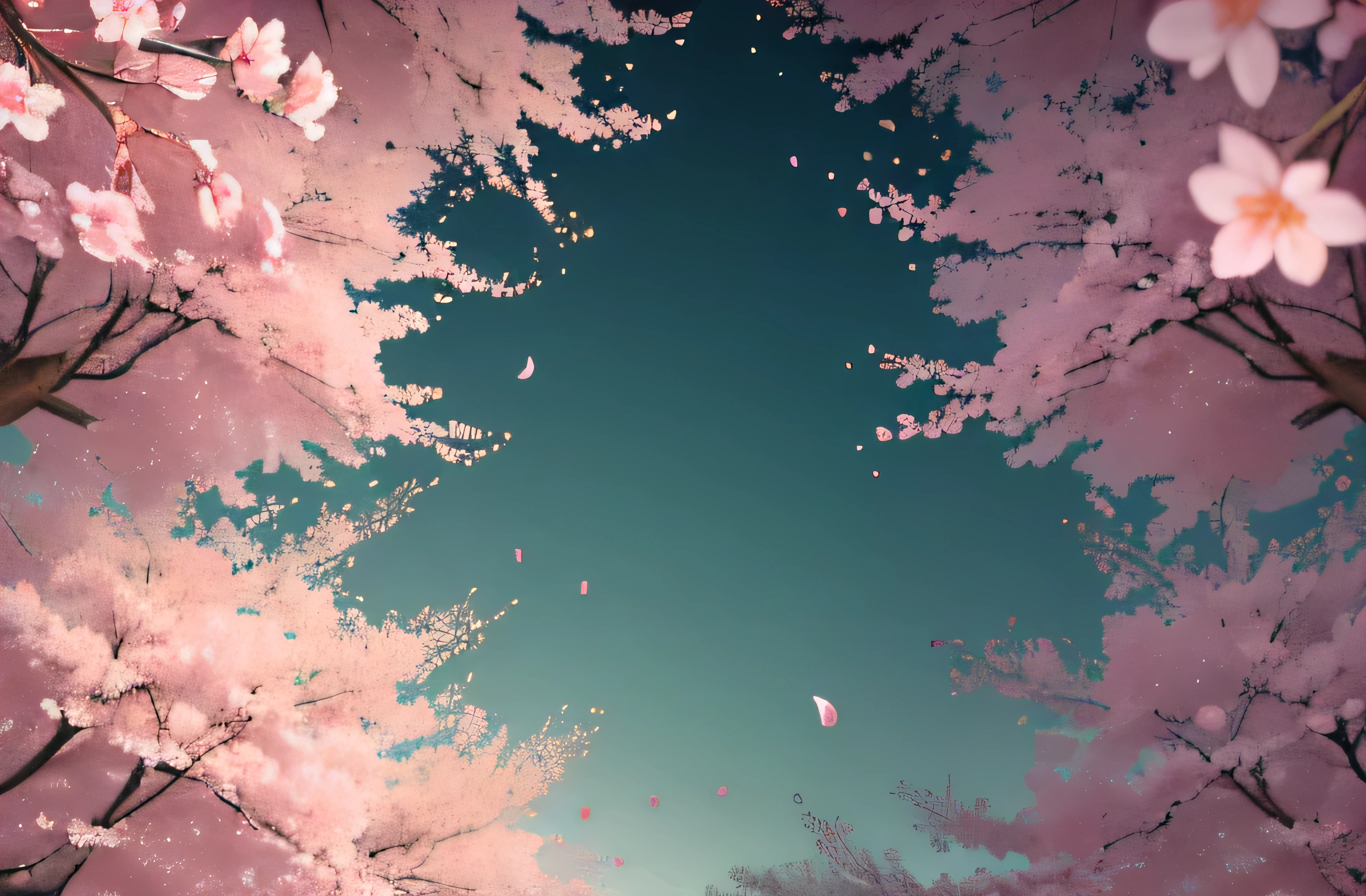 High resolution,Background Pink,cherry blossoms,petals are scattered