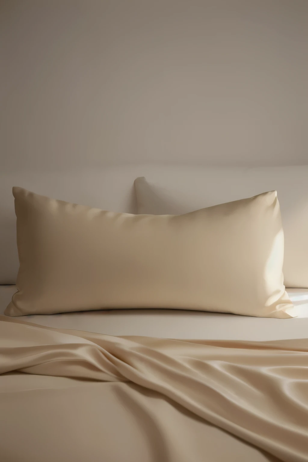 **Prompt:** A rectangular white silk pillow lying flat, a silk pillowcase draped over it, harmonious colors, soft and smooth fabric, luxurious texture, elegant and minimalistic design, detailed fabric folds, high-quality materials, (best quality, 4k, 8k, highres, masterpiece:1.2), ultra-detailed, (realistic, photorealistic, photo-realistic:1.37), HDR, UHD, studio lighting, ultra-fine painting, sharp focus, physically-based rendering, extreme detail description, professional, vivid colors, soft lighting