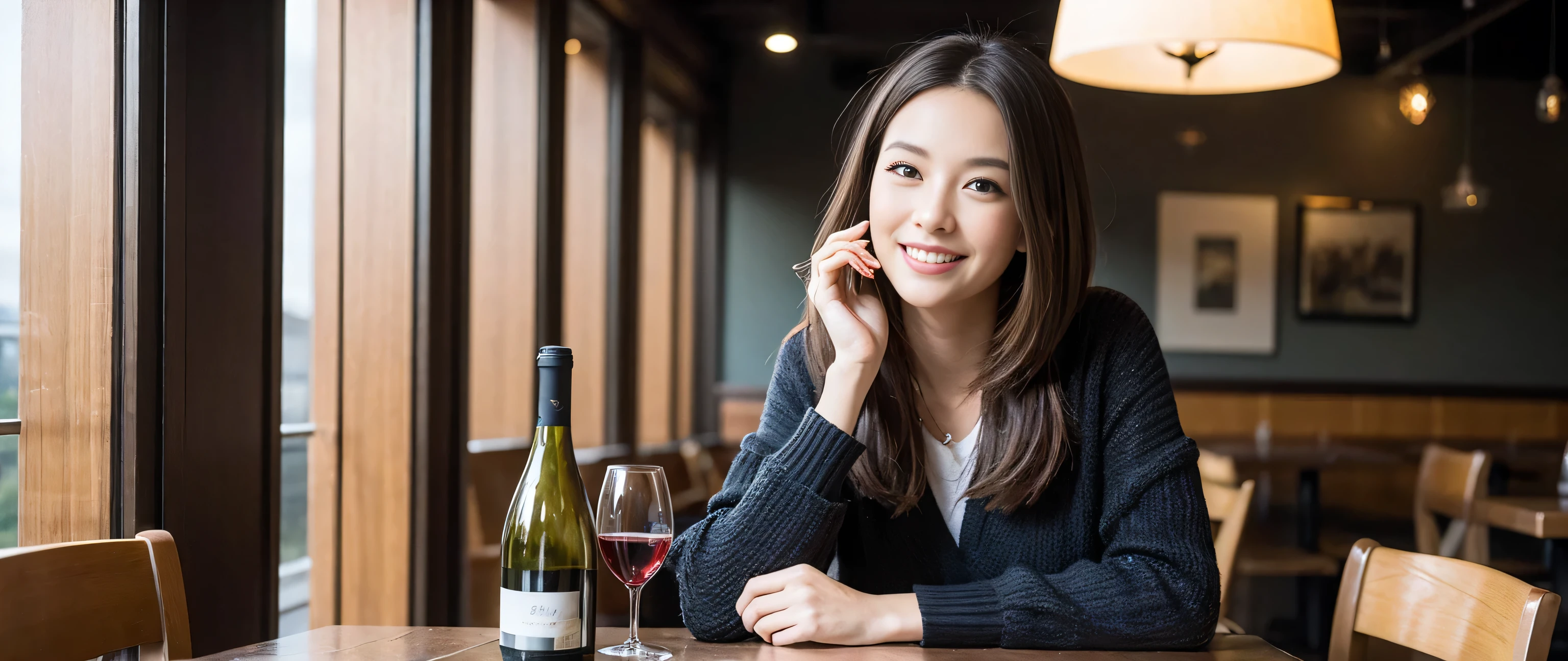 ((highest quality、8k、masterpiece:1.3))、1 male、1 female、Couple、Spouse、Couple、Slim body、((Bob Hale、Straight hair:1.2)), (Realistic, Intricate details:1.2), Wine glass on the table、Put the light on your face、 Amazing view of the sunset sky and clouds、Amazing mountain views、A bright smile、The wonderfulness of smile、Bright image、The beauty of wine, Beautiful Face, blue eyes, The light shines on your face, Blushing, short hair,Bright Face、 (Age 37), 39 years old, red wine 、Appetizers、Italian food、Wine bottle、Champagne、sparkling wine、Two beauties、Brown Hair、Shortcuts、Long sleeve shirt、dress、Pretty Woman 1, (Slim face), (The body is slim), (Brown Hair), (Shortcuts), cheeks turn a little red,Attractive beauty、restaurant, In a prominent place (From the waist up) Nova Frog Style, actress, model, Upper Body, White wine, slim, wine glass, Wine glass placed in the center, smile, (smile: 1.15), Beautiful fine grain, Depth f/2,saturation, High Contrast, Strong light and shadow,Moist Body:1.5、3D texture、Delicate eyes、Brown Hair、The hair is very shiny、
