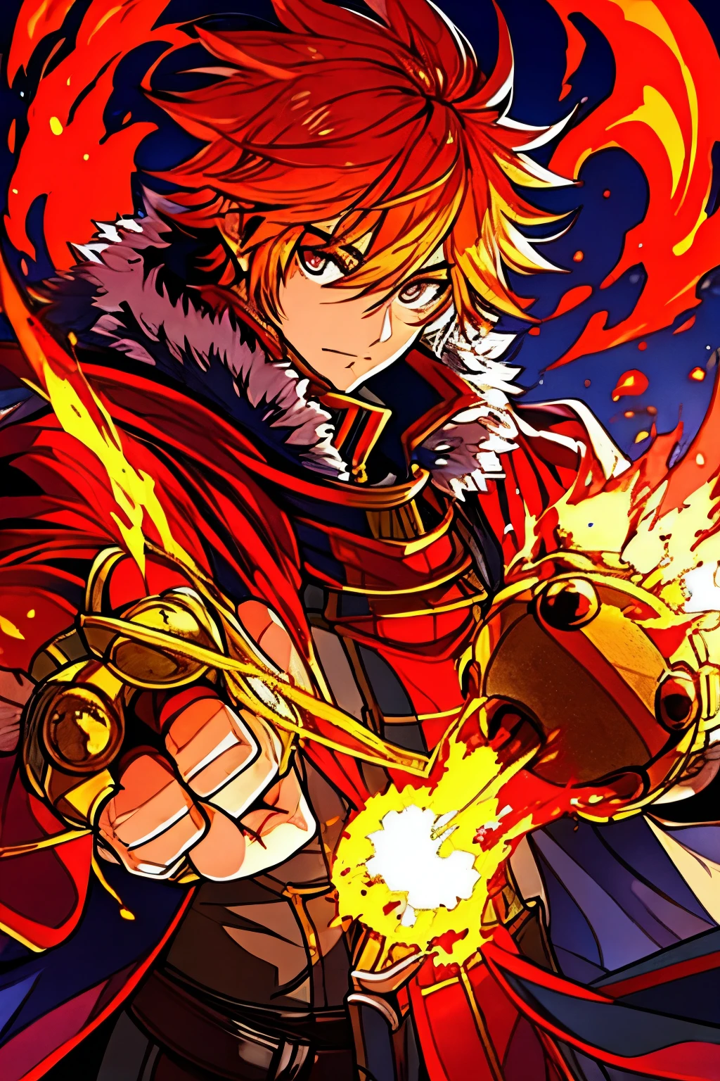 A guy manipulating fire to create a gauntlet
