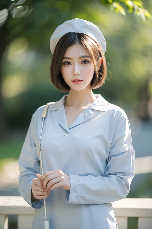  (masterpiece, best quality, realistic,photorealistic:1.5),
Photography,middle shot, Full body,clear, beautiful girl, bob hairstyle, in a nurse uniform, hat,holding big syringe, preparing for injection, the hospital, realistic,clean, calm atmosphere, shady, focused, bright light, Bokeh, UHR Realistic image