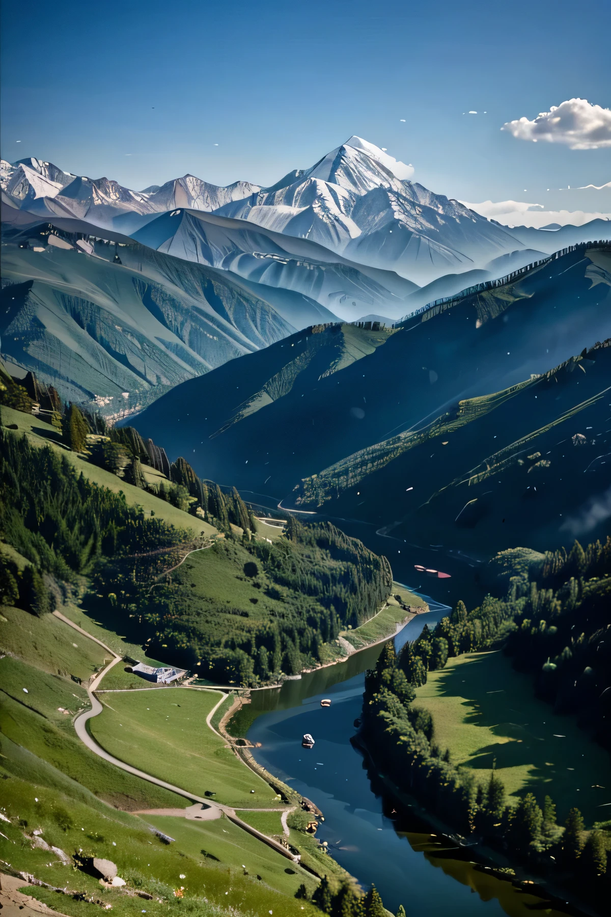 Ariel view of Kashmir's nature with any person