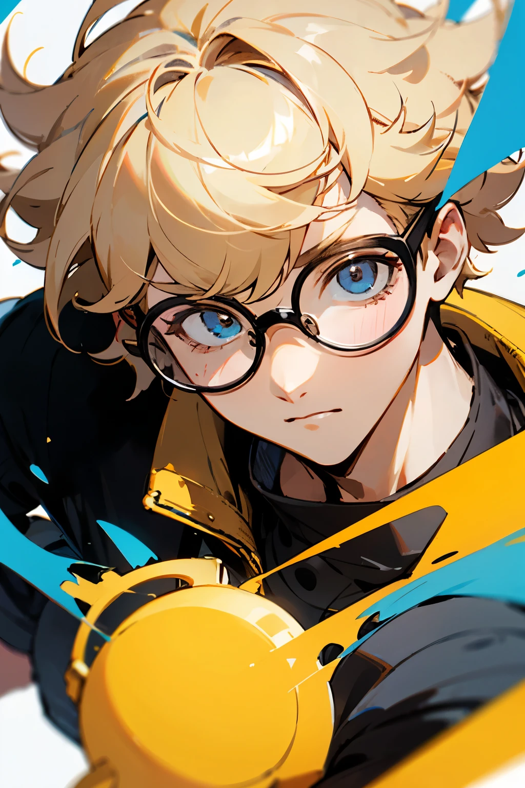 Perm boy round glasses blonde boy