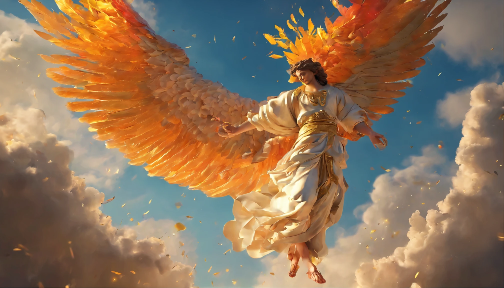 God descends from the sky, A breathtaking masterpiece, Bright colors, Caravaggio, 8k
