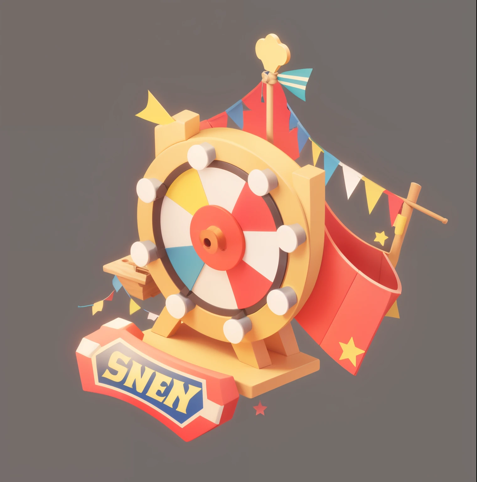 Lucky Draw Wheel ,Bunting,Cartoon Style,Block polygons,Disney,Overlooking